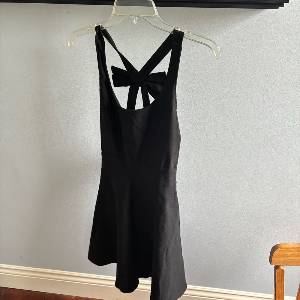 Lulu's Black Mini Dress with Bow-Back Straps